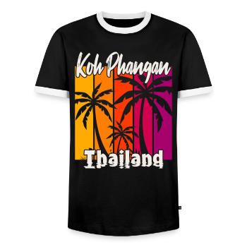 Koh Phangan Thaïlande - T-shirt contrasté Homme - noir/blanc - Devant - AI Model Female 172 light (172cm) & AI Model Male 178 light (178cm)