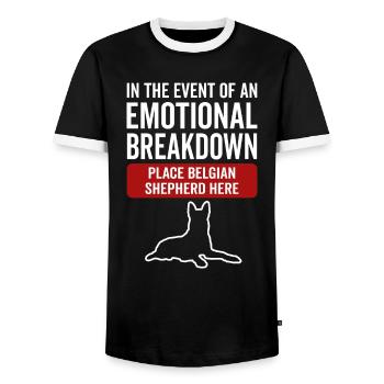 Emotional - Dog Belgian Shepherd - Men's Ringer Shirt - black/white - Front - AI Model Female 172 light (172cm) & AI Model Male 178 light (178cm)