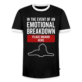 Emotional - Dog Briard - Men's Ringer Shirt - black/white - Front - AI Model Female 172 light (172cm) & AI Model Male 178 light (178cm)