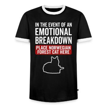 Emotional - Norwegische Waldkatze - Männer Kontrast-T-Shirt - Schwarz/Weiß - Vorne - AI Model Female 172 light (172cm) & AI Model Male 178 light (178cm)