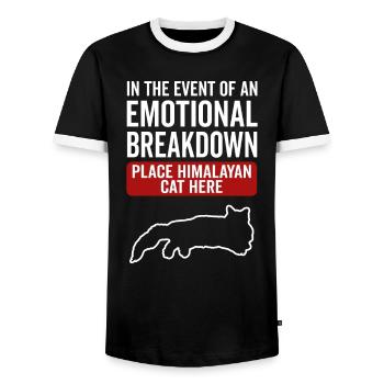 Emotional - Himalayan cat - Men's Ringer Shirt - black/white - Front - AI Model Female 172 light (172cm) & AI Model Male 178 light (178cm)