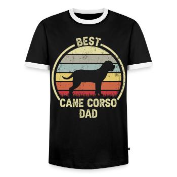 Meilleur père de chien - Cane Corso - T-shirt contrasté Homme - noir/blanc - Devant - AI Model Female 172 light (172cm) & AI Model Male 178 light (178cm)