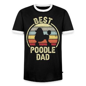 Best Dog Dad - Poodle - Men's Ringer Shirt - black/white - Front - AI Model Female 172 light (172cm) & AI Model Male 178 light (178cm)