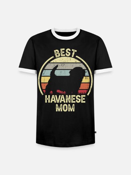 Hund Mom - Havanese - Männer Kontrast-T-Shirt - Schwarz/Weiß