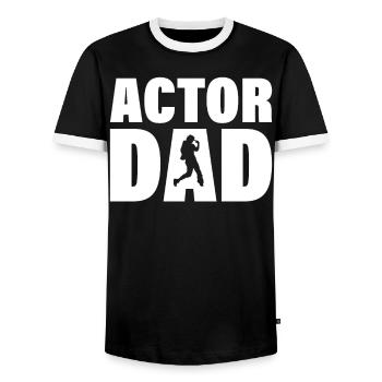 Job - Actor Papa - Men's Ringer Shirt - black/white - Front - AI Model Female 172 light (172cm) & AI Model Male 178 light (178cm)