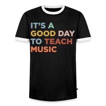 Enseigner des professeurs de musique - T-shirt contrasté Homme - noir/blanc - Devant - AI Model Female 172 light (172cm) & AI Model Male 178 light (178cm)