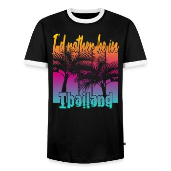 I'd rather be in Thailand - Men's Ringer Shirt - black/white - Front - AI Model Female 172 light (172cm) & AI Model Male 178 light (178cm)