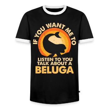 Hören Sie Sprechen Über Tier Beluga - Männer Kontrast-T-Shirt - Schwarz/Weiß - Vorne - AI Model Female 172 light (172cm) & AI Model Male 178 light (178cm)