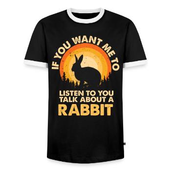Listen to Talk About Animal Rabbit - Men's Ringer Shirt - black/white - Front - AI Model Female 172 light (172cm) & AI Model Male 178 light (178cm)