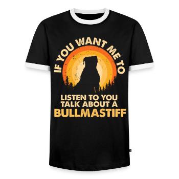 Talk about dog Bullmastiff - Men's Ringer Shirt - black/white - Front - AI Model Female 172 light (172cm) & AI Model Male 178 light (178cm)