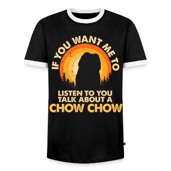Talk About Dog Chow Chow - Men's Ringer Shirt - black/white - Front - AI Model Female 172 light (172cm) & AI Model Male 178 light (178cm)