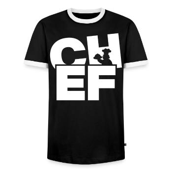 Profession Work - Chef - Men's Ringer Shirt - black/white - Front - AI Model Female 172 light (172cm) & AI Model Male 178 light (178cm)