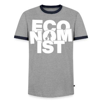 Economy Profession Job Work - Economist - Men's Ringer Shirt - grey/navy  - Front - AI Model Female 172 light (172cm) & AI Model Male 178 light (178cm)