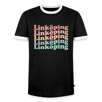 Vintage 70s Hippie Sweden City - Retro Linköping - T-shirt contrasté Homme - noir/blanc - Devant - AI Model Female 172 light (172cm) & AI Model Male 178 light (178cm)