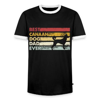 Meilleur père de tous les temps - Canaan Dog - T-shirt contrasté Homme - noir/blanc - Devant - AI Model Female 172 light (172cm) & AI Model Male 178 light (178cm)