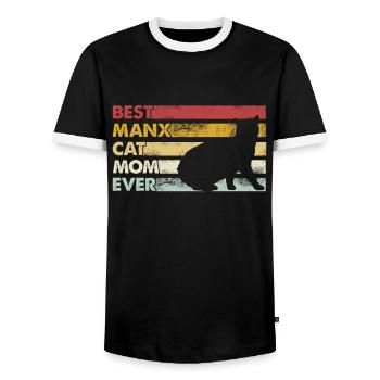 Meilleure mère de tous les temps - Manx Cat - T-shirt contrasté Homme - noir/blanc - Devant - AI Model Female 172 light (172cm) & AI Model Male 178 light (178cm)