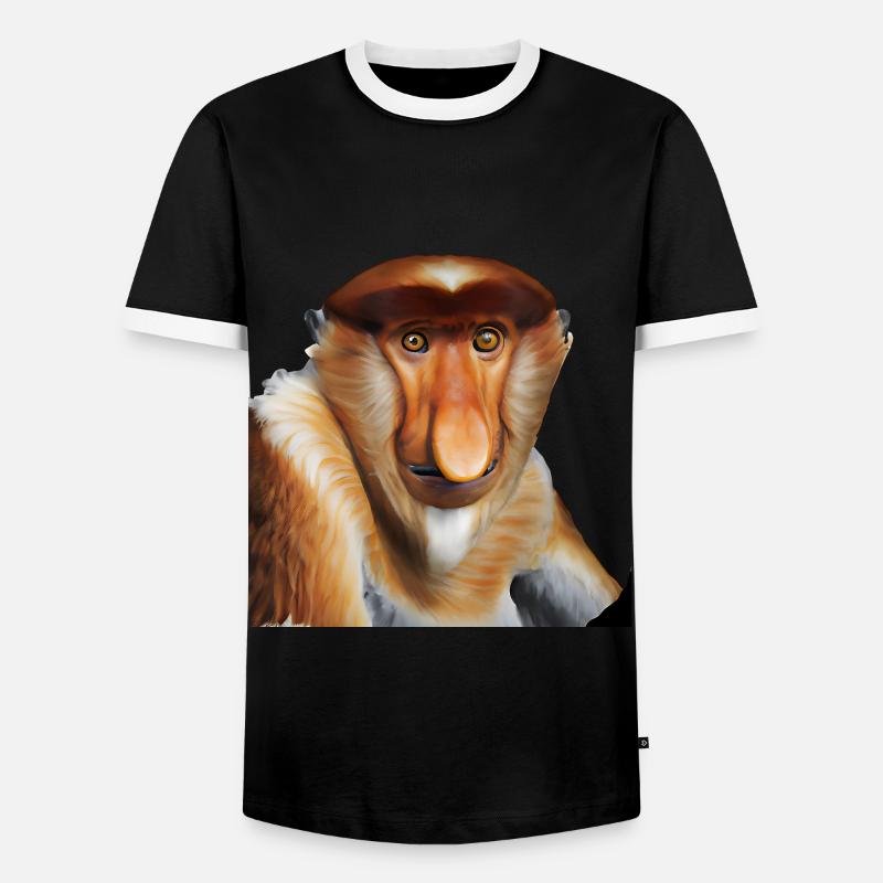 The exotic proboscis monkey - Men's Ringer Shirt - black/white