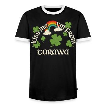 Kiss Me - St. Patrick's Day Tarawa - Men's Ringer Shirt - black/white - Front - AI Model Female 172 light (172cm) & AI Model Male 178 light (178cm)