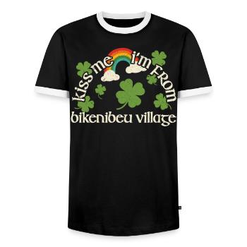 Küss mich - St. Patricks Day Bikenibeu Village - Männer Kontrast-T-Shirt - Schwarz/Weiß - Vorne - AI Model Female 172 light (172cm) & AI Model Male 178 light (178cm)