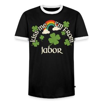 Embrasse-moi - Fête de la Saint-Patrick Jabor - T-shirt contrasté Homme - noir/blanc - Devant - AI Model Female 172 light (172cm) & AI Model Male 178 light (178cm)