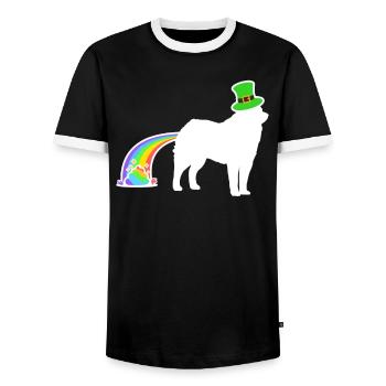 St. Patrick's Dog - American Eskimo Hund - Men's Ringer Shirt - black/white - Front - AI Model Female 172 light (172cm) & AI Model Male 178 light (178cm)