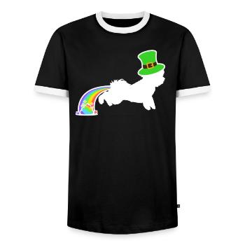 Le Chien de Saint-Patrick - Bichon Frise - T-shirt contrasté Homme - noir/blanc - Devant - AI Model Female 172 light (172cm) & AI Model Male 178 light (178cm)