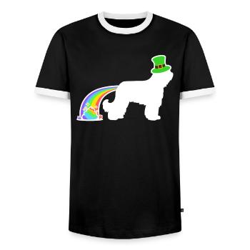 St. Patricks Hund - Briarde - Männer Kontrast-T-Shirt - Schwarz/Weiß - Vorne - AI Model Female 172 light (172cm) & AI Model Male 178 light (178cm)