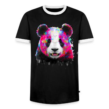 Color explosion Panda Bear - Men's Ringer Shirt - black/white - Front - AI Model Female 172 light (172cm) & AI Model Male 178 light (178cm)