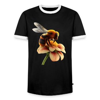 Bee on flower - Men's Ringer Shirt - black/white - Front - AI Model Female 172 light (172cm) & AI Model Male 178 light (178cm)