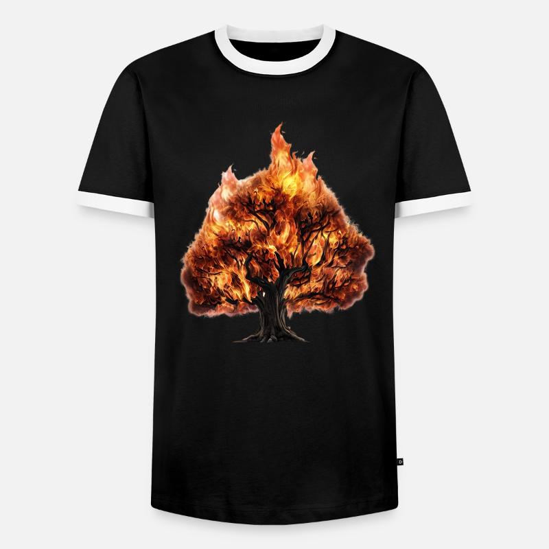 Tree on fire - Men's Ringer Shirt - black/white
