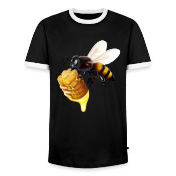 Biene mit Honigwabe - Männer Kontrast-T-Shirt - Schwarz/Weiß - Vorne - AI Model Female 172 light (172cm) & AI Model Male 178 light (178cm)