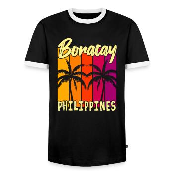 Coucher de soleil Boracay Philippines - T-shirt contrasté Homme - noir/blanc - Devant - AI Model Female 172 light (172cm) & AI Model Male 178 light (178cm)