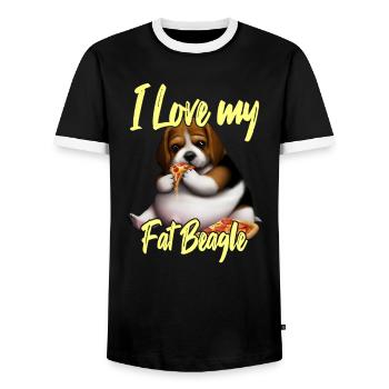 J’aime mon gros beagle - T-shirt contrasté Homme - noir/blanc - Devant - AI Model Female 172 light (172cm) & AI Model Male 178 light (178cm)
