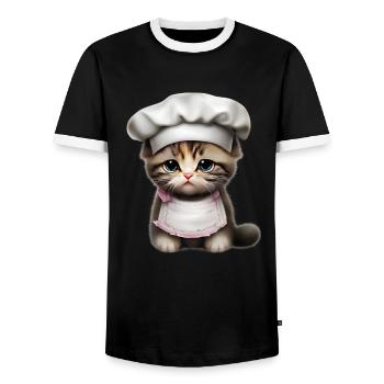 Chef Chat - T-shirt contrasté Homme - noir/blanc - Devant - AI Model Female 172 light (172cm) & AI Model Male 178 light (178cm)