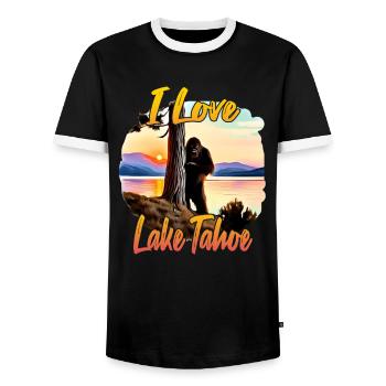 J’adore le lac Tahoe - T-shirt contrasté Homme - noir/blanc - Devant - AI Model Female 172 light (172cm) & AI Model Male 178 light (178cm)