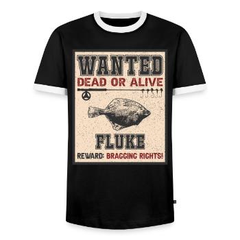 Poisson recherché - Fluke Fishing - T-shirt contrasté Homme - noir/blanc - Devant - AI Model Female 172 light (172cm) & AI Model Male 178 light (178cm)