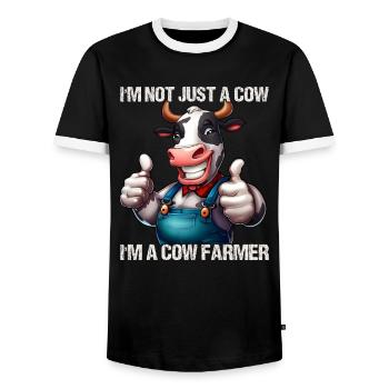 Vache fermière - T-shirt contrasté Homme - noir/blanc - Devant - AI Model Female 172 light (172cm) & AI Model Male 178 light (178cm)