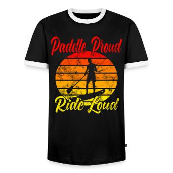 Paddle Proud Ride Loud - Men's Ringer Shirt - black/white - Front - AI Model Female 172 light (172cm) & AI Model Male 178 light (178cm)