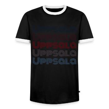 Vintage Sweden Town - Retro Uppsala - Men's Ringer Shirt - black/white - Front - AI Model Female 172 light (172cm) & AI Model Male 178 light (178cm)