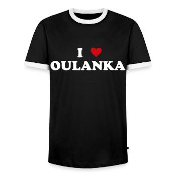 Parc national de Heart en Finlande - J’aime Oulanka - T-shirt contrasté Homme - noir/blanc - Devant - AI Model Female 172 light (172cm) & AI Model Male 178 light (178cm)