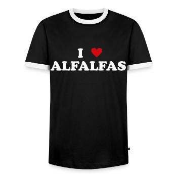 Heart Farmer - J’aime la luzerne - T-shirt contrasté Homme - noir/blanc - Devant - AI Model Female 172 light (172cm) & AI Model Male 178 light (178cm)