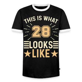On dirait - 28 ans 28e anniversaire - T-shirt contrasté Homme - noir/blanc - Devant - AI Model Female 172 light (172cm) & AI Model Male 178 light (178cm)