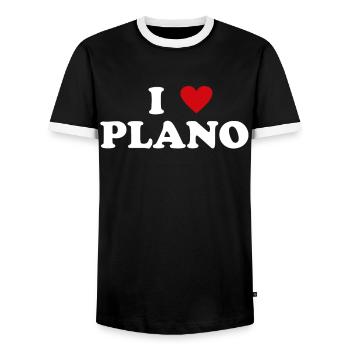 Herz USA Stadt - Ich Liebe Plano - Männer Kontrast-T-Shirt - Schwarz/Weiß - Vorne - AI Model Female 172 light (172cm) & AI Model Male 178 light (178cm)