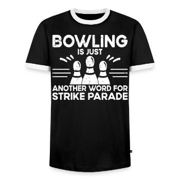 Bowling Ist Wort Für Streik - Bowling - Männer Kontrast-T-Shirt - Schwarz/Weiß - Vorne - AI Model Female 172 light (172cm) & AI Model Male 178 light (178cm)