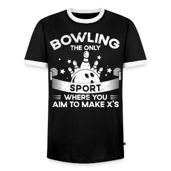 Nur Sport Zielt Darauf Ab, X Zu Machen - Bowling - Männer Kontrast-T-Shirt - Schwarz/Weiß - Vorne - AI Model Female 172 light (172cm) & AI Model Male 178 light (178cm)