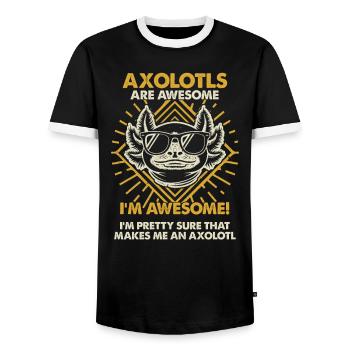 Les axolotls sont géniaux - Maman Papa - T-shirt contrasté Homme - noir/blanc - Devant - AI Model Female 172 light (172cm) & AI Model Male 178 light (178cm)