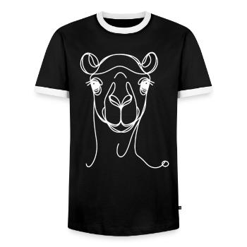 Line Art Papa Maman - Camel - T-shirt contrasté Homme - noir/blanc - Devant - AI Model Female 172 light (172cm) & AI Model Male 178 light (178cm)