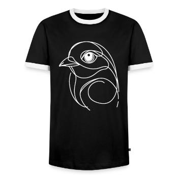 Line Art Dad Mom - Bird - Men's Ringer Shirt - black/white - Front - AI Model Female 172 light (172cm) & AI Model Male 178 light (178cm)