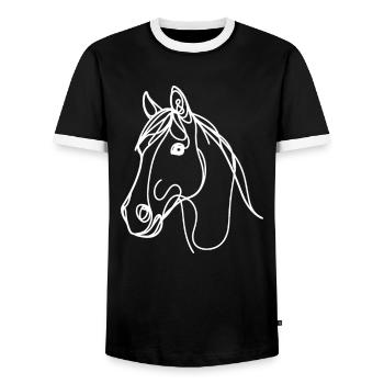 Dessin au trait Papa Maman - Morgan - T-shirt contrasté Homme - noir/blanc - Devant - AI Model Female 172 light (172cm) & AI Model Male 178 light (178cm)