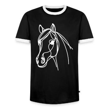 Dessin au trait Papa Maman - Holsteiner - T-shirt contrasté Homme - noir/blanc - Devant - AI Model Female 172 light (172cm) & AI Model Male 178 light (178cm)